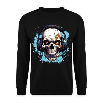 Gamer Skull Headset Spiel Zocken Spielkonsole - Unisex Pullover - Schwarz - Vorne - Alina (178cm) & Michal (187cm)
