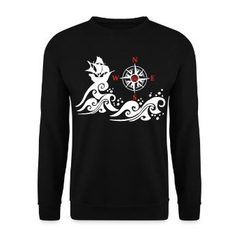 Bateau blanc et rose des vents - Sweat-shirt Unisexe - noir - Devant - Alina (178cm) & Michal (187cm)