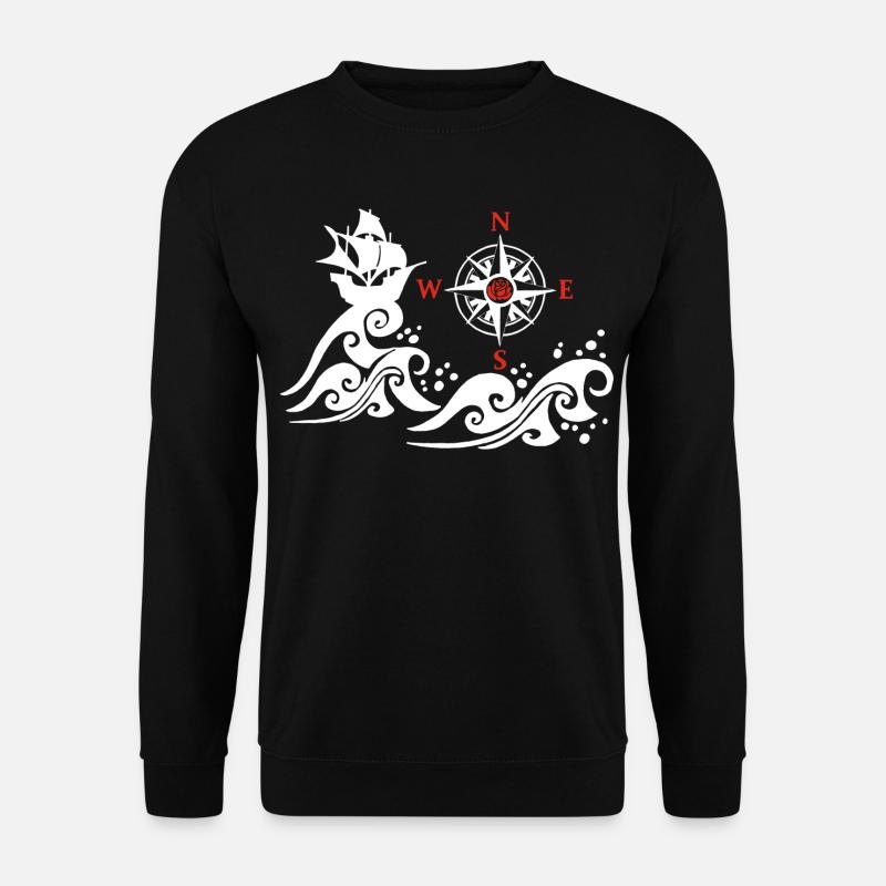 White and compass pink boat - Unisex Sweatshirt - black