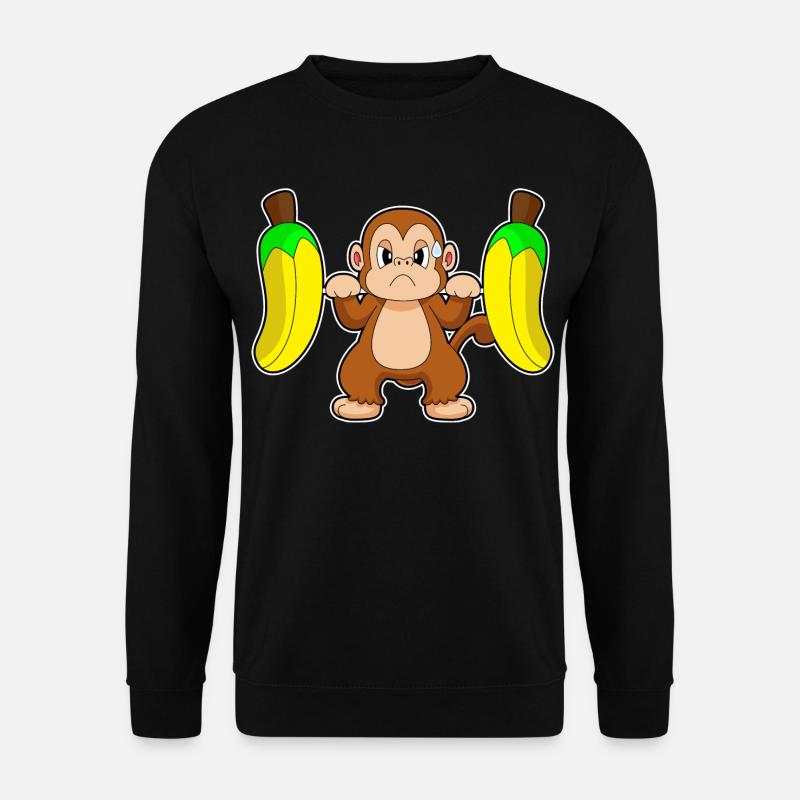 Affe Banane Bodybuilding Hantel - Unisex Pullover - Schwarz