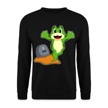 Frog Halloween Gravestone - Unisex Sweatshirt - black - Front - Alina (178cm) & Michal (187cm)