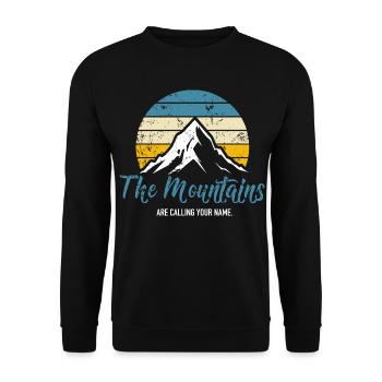 Berg Vintage Retro Sunset Sunrise Spruch Wandern - Unisex Pullover - Schwarz - Vorne - Alina (178cm) & Michal (187cm)