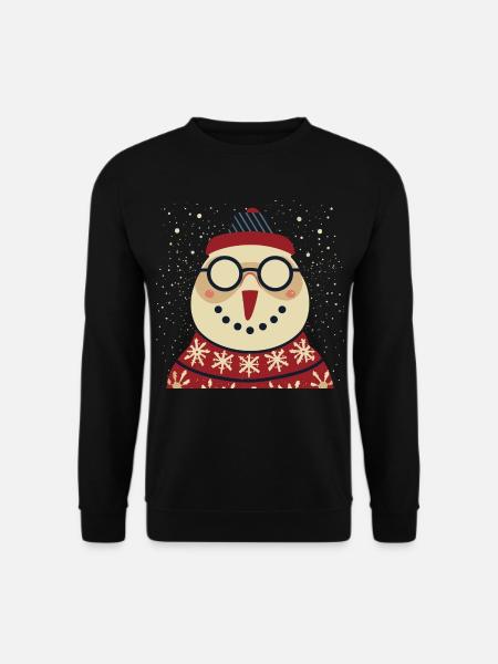 Winter Eulenpullover mit Brille - Unisex Pullover - Schwarz