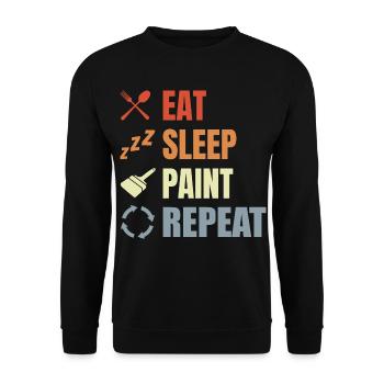 Eating, sleeping, painting, repeating - Unisex Sweatshirt - black - Front - Alina (178cm) & Michal (187cm)