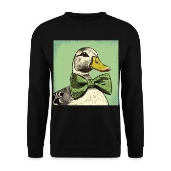 Duck with Bowtie - Unisex Pullover - Schwarz - Vorne - Alina (178cm) & Michal (187cm)