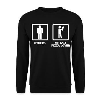 Figurine bâton d’amateur de pizza - Sweat-shirt Unisexe - noir - Devant - Alina (178cm) & Michal (187cm)