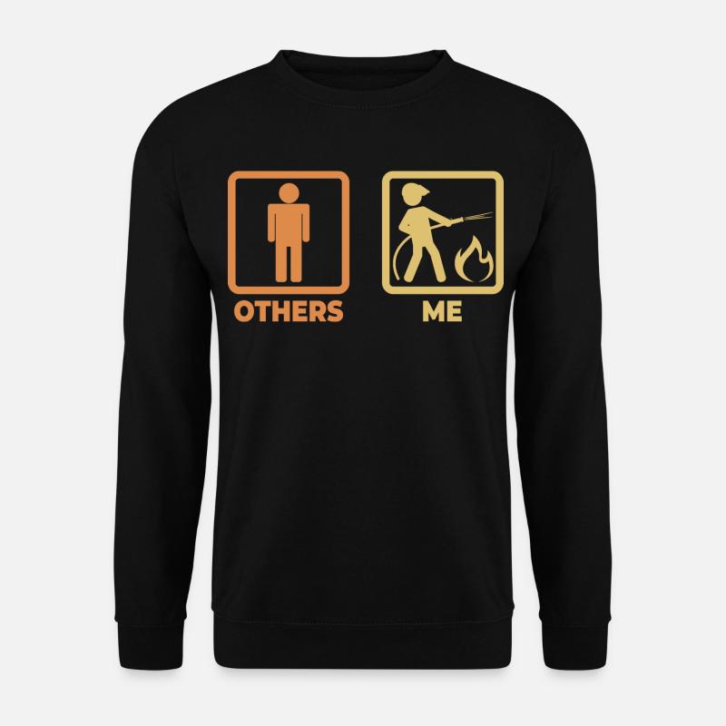 Feuerwehrmann Strichfiguren - Unisex Pullover - Schwarz