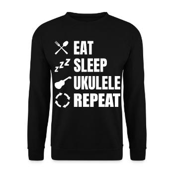 Eat Sleep Ukulele Repeat - Unisex Sweatshirt - black - Front - Alina (178cm) & Michal (187cm)