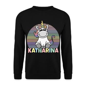 Katharina Unicorn Name - Unisex Sweatshirt - black - Front - Alina (178cm) & Michal (187cm)