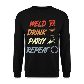 Weld Drink Party Repeat - Unisex Sweatshirt - black - Front - Alina (178cm) & Michal (187cm)