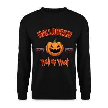Halloween citrouille Trick or treat - Sweat-shirt Unisexe - noir - Devant - Alina (178cm) & Michal (187cm)
