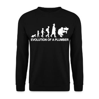 Entwicklung eines Klempners - Unisex Pullover - Schwarz - Vorne - Alina (178cm) & Michal (187cm)