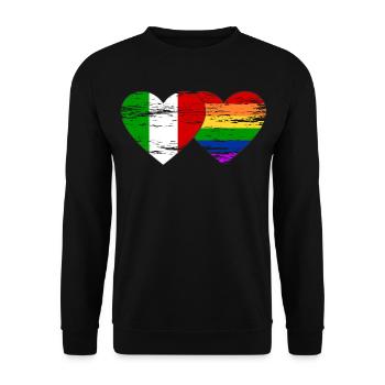 Italien Regenbogen Flagge used - Unisex Pullover - Schwarz - Vorne - Alina (178cm) & Michal (187cm)