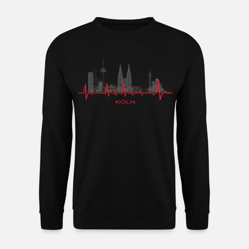 Köln Silhouette mit Herzschlag / Kölln / Stadt - Unisex Pullover - Schwarz