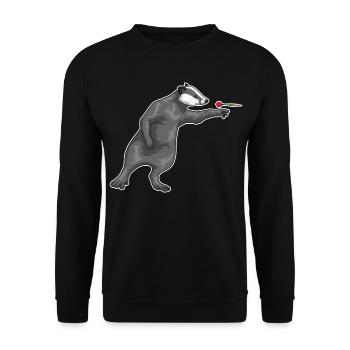 Dachs Dart Dartpfeil - Unisex Pullover - Schwarz - Vorne - Alina (178cm) & Michal (187cm)