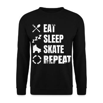 Essen Schlafen Roller Skating - Unisex Pullover - Schwarz - Vorne - Alina (178cm) & Michal (187cm)