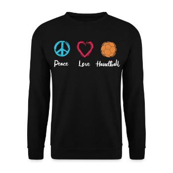 Frieden Liebe Handball - Unisex Pullover - Schwarz - Vorne - Alina (178cm) & Michal (187cm)