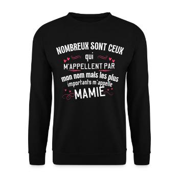 Mamie Bien-Aimée et Chérie - Sweat-shirt Unisexe - noir - Devant - Alina (178cm) & Michal (187cm)