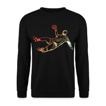 Retro Handballspieler - Unisex Pullover - Schwarz - Vorne - Alina (178cm) & Michal (187cm)
