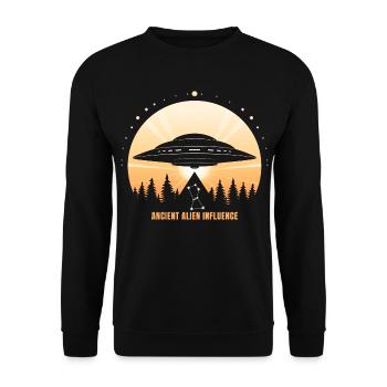 Ancient Alien Influence – UFO Orion Pyramide - Unisex Pullover - Schwarz - Vorne - Alina (178cm) & Michal (187cm)