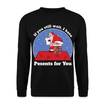 Funny Santa Claus - Unisex Sweatshirt - black - Front - Alina (178cm) & Michal (187cm)