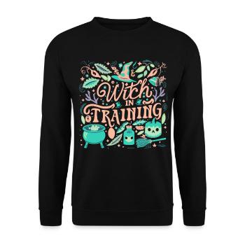 Witch in Training - Unisex Pullover - Schwarz - Vorne - Alina (178cm) & Michal (187cm)