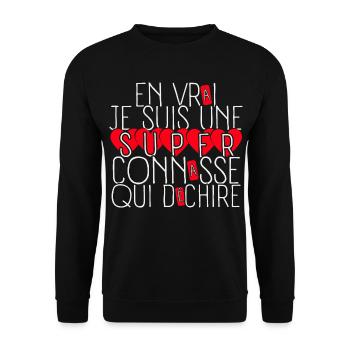 En Vrai Je suis une Super-conasse Qui Déchire - Sweat-shirt Unisexe - noir - Devant - Alina (178cm) & Michal (187cm)