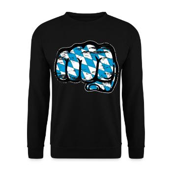 Bayern Flagge Faust Symbol used - Unisex Pullover - Schwarz - Vorne - Alina (178cm) & Michal (187cm)