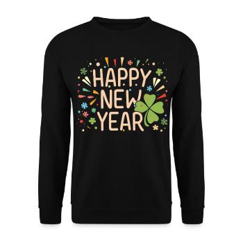 La joie du Nouvel An avec Shamrock - Sweat-shirt Unisexe - noir - Devant - Alina (178cm) & Michal (187cm)