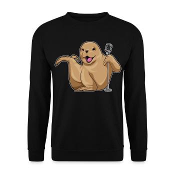 Seehund Sänger Mikrofon Singen - Unisex Pullover - Schwarz - Vorne - Alina (178cm) & Michal (187cm)