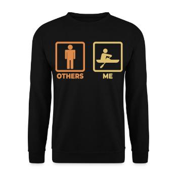 Ruderer Strichfigur - Unisex Pullover - Schwarz - Vorne - Alina (178cm) & Michal (187cm)