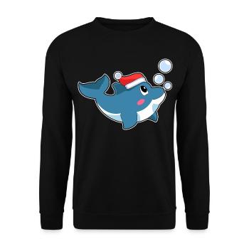 Dolphin Christmas Santa Hat - Unisex Sweatshirt - black - Front - Alina (178cm) & Michal (187cm)