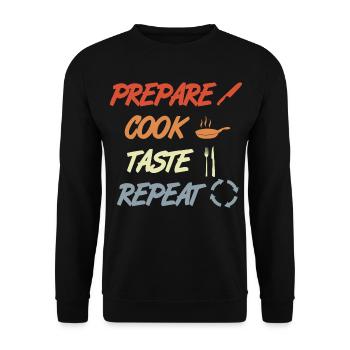 Prepare Cook Taste Repeat - Unisex Pullover - Schwarz - Vorne - Alina (178cm) & Michal (187cm)