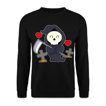 Grim Reaper Halloween Grave - Unisex Sweatshirt - black - Front - Alina (178cm) & Michal (187cm)