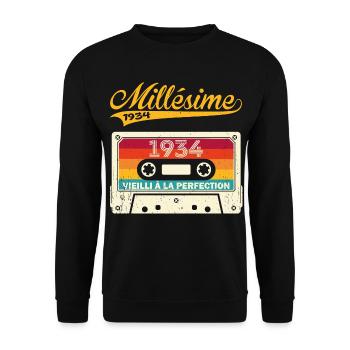 Millésime 1934 Cadeau 89 Ans Anniversaire Humour - Sweat-shirt Unisexe - noir - Devant - Alina (178cm) & Michal (187cm)