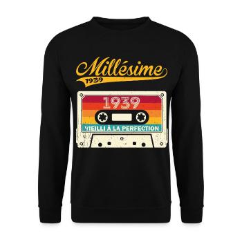 Millésime 1939 Cadeau 84 Ans Anniversaire Humour - Sweat-shirt Unisexe - noir - Devant - Alina (178cm) & Michal (187cm)