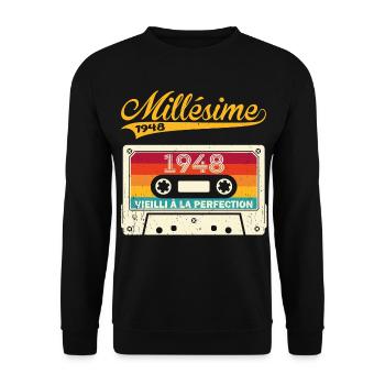 Millésime 1948 Cadeau 75 Ans Anniversaire Humour - Sweat-shirt Unisexe - noir - Devant - Alina (178cm) & Michal (187cm)