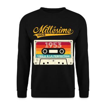 Millésime 1953 Cadeau 70 Ans Anniversaire Humour - Sweat-shirt Unisexe - noir - Devant - Alina (178cm) & Michal (187cm)