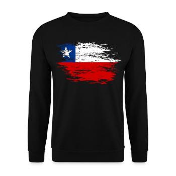 Chile Flagge used - Unisex Pullover - Schwarz - Vorne - Alina (178cm) & Michal (187cm)