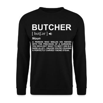 Définition de boucher - Sweat-shirt Unisexe - noir - Devant - Alina (178cm) & Michal (187cm)