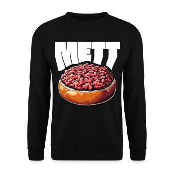 GourMETT - Design für Mettbrötchen Liebhaber - Unisex Pullover - Schwarz - Vorne - Alina (178cm) & Michal (187cm)