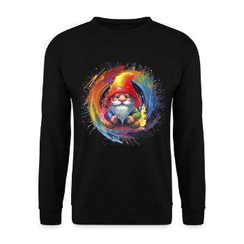 Bunter Weihnachtszwerg Zauberer - Unisex Pullover - Schwarz - Vorne - Alina (178cm) & Michal (187cm)