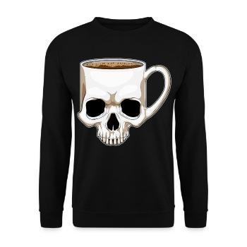 Totenkopf Kaffee Becher - Unisex Pullover - Schwarz - Vorne - Alina (178cm) & Michal (187cm)