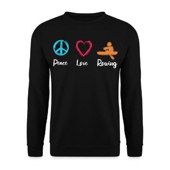 Frieden Liebe Rudern - Unisex Pullover - Schwarz - Vorne - Alina (178cm) & Michal (187cm)