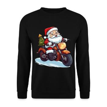 Santa Claus Motorcycle Sunglasses Christmas - Unisex Sweatshirt - black - Front - Alina (178cm) & Michal (187cm)