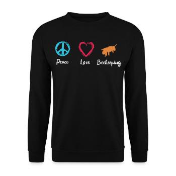 Frieden Liebe Imkerei - Unisex Pullover - Schwarz - Vorne - Alina (178cm) & Michal (187cm)