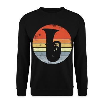 Vintage Tuba Skizze - Unisex Pullover - Schwarz - Vorne - Alina (178cm) & Michal (187cm)