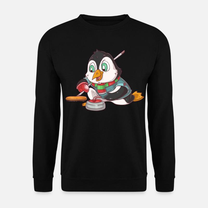 Curling Pinguin - Unisex Pullover - Schwarz