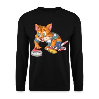 Curling Cat - Unisex Sweatshirt - black - Front - Alina (178cm) & Michal (187cm)