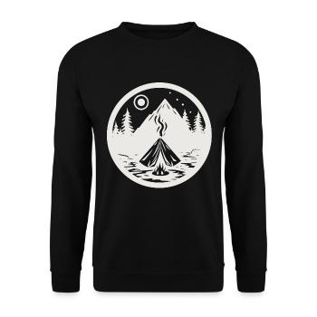 Camping, paysage avec des montagnes, des arbres comme autocollants - Sweat-shirt Unisexe - noir - Devant - Alina (178cm) & Michal (187cm)